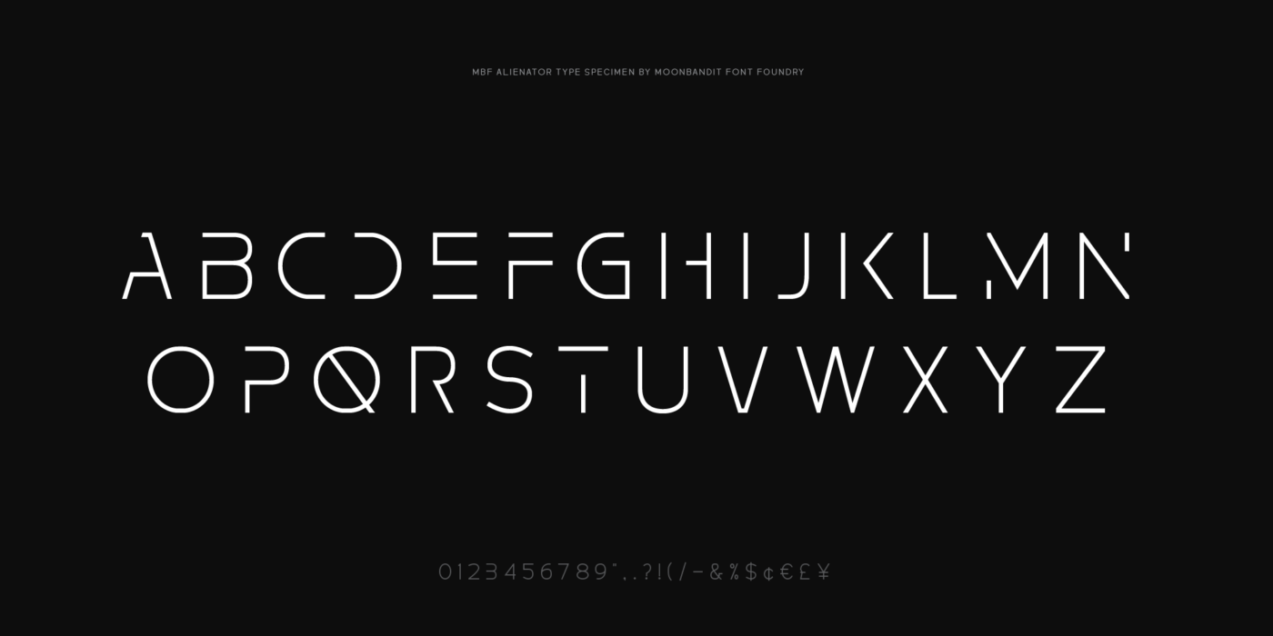 MBF Alienator - Moonbandit Font Shop Foundry - sci fi font - from $12